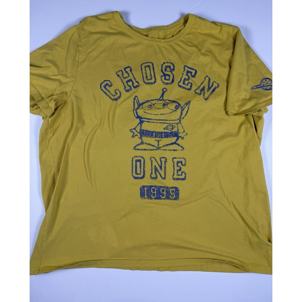 Disney Pixar Toy Story Alien Shirt XL Chosen One 1995 Pizza Planet Yellow Retro